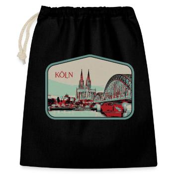 Panoramablick Köln Illustration - Geschenkbeutel aus Baumwolle (40 x 50 cm) - Schwarz - Vorne