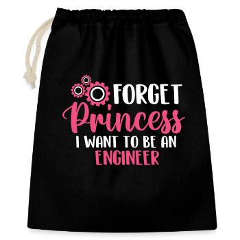 Vergiss Prinzessin, ich möchte Ingenieur werden - Geschenkbeutel aus Baumwolle (40 x 50 cm) - Schwarz - Vorne