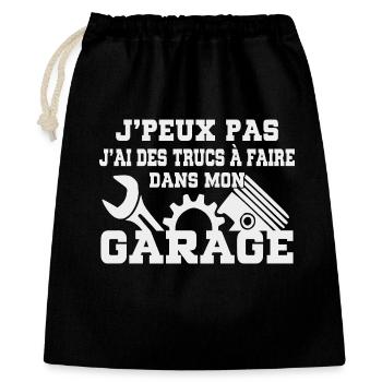 J’peux Pas J’ai Garage Humour Bricolage - Sac cadeau 40 x 50 cm - noir - Devant