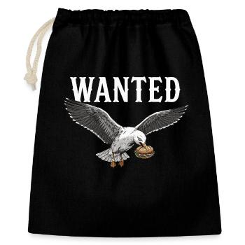Gesucht Fischbrötchen Möwe - Geschenkbeutel aus Baumwolle (40 x 50 cm) - Schwarz - Vorne