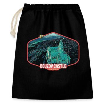 Illustration Château Bouzov en Tchéquie - Sac cadeau 40 x 50 cm - noir - Devant