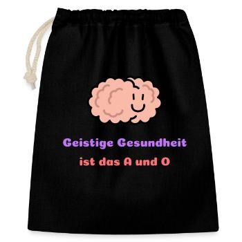 Geistige Gesundheit ist das A und O - Geschenkbeutel aus Baumwolle (40 x 50 cm) - Schwarz - Vorne