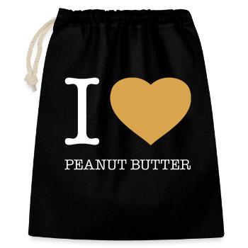 I LOVE PEANUT BUTTER - Geschenkbeutel aus Baumwolle (40 x 50 cm) - Schwarz - Vorne