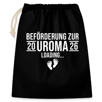 Uroma 2026 loading - Werdende Urgroßmutter - Geschenkbeutel aus Baumwolle (40 x 50 cm) - Schwarz - Vorne