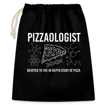 Pizzaologe-Studie zum lustigen Pizza-Witz - Geschenkbeutel aus Baumwolle (40 x 50 cm) - Schwarz - Vorne