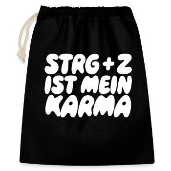 Strg+Z Karma – Strg+Z ist Karma - Geschenkbeutel aus Baumwolle (40 x 50 cm) - Schwarz - Vorne