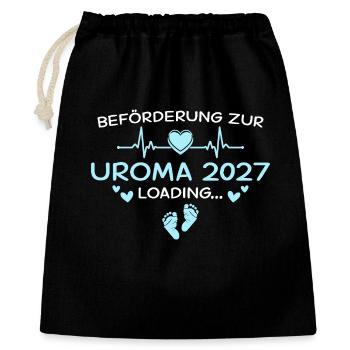 Uroma 2027 Herz Schwangerschaftsverkündung - Geschenkbeutel aus Baumwolle (40 x 50 cm) - Schwarz - Vorne