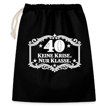 40er Geburtstag – Keine Krise Nur Klasse - Geschenkbeutel aus Baumwolle (40 x 50 cm) - Schwarz - Vorne