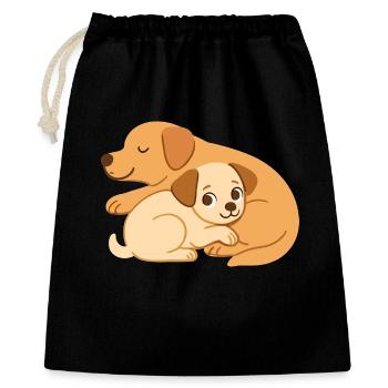 Les chiens mignons se câlinent : petit et grand chien - Sac cadeau 40 x 50 cm - noir - Devant