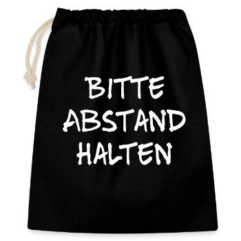 Bitte Abstand halten Morgenmuffel Langschläfer - Geschenkbeutel aus Baumwolle (40 x 50 cm) - Schwarz - Vorne