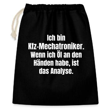 Kfz-Mechatroniker Öl-Hand Analyse - Geschenkbeutel aus Baumwolle (40 x 50 cm) - Schwarz - Vorne