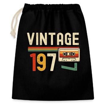 Vintage 1970s Retro Cassette - Gift Bag 40 x 50 cm - black - Front