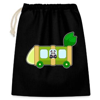 Panda Schulbus - Geschenkbeutel aus Baumwolle (40 x 50 cm) - Schwarz - Vorne