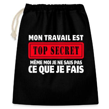 travail, travail humour, top secret - Sac cadeau 40 x 50 cm - noir - Devant