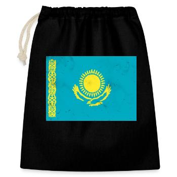 Flagge von Kasachstan - Geschenkbeutel aus Baumwolle (40 x 50 cm) - Schwarz - Vorne
