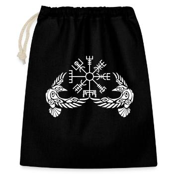 Corbeaux blancs et boussole viking - Sac cadeau 40 x 50 cm - noir - Devant