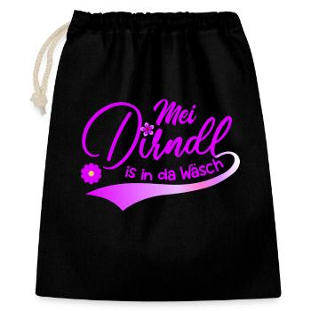 Mei Dirndl is in da Wäsch Trachtenshirt Madl - Geschenkbeutel aus Baumwolle (40 x 50 cm) - Schwarz - Vorne