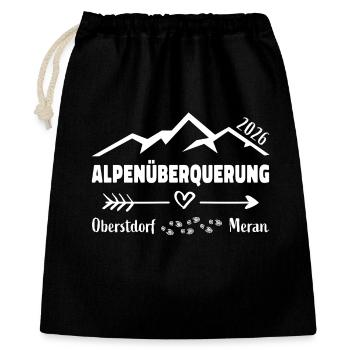 Alpenüberquerung 2026 E5 Oberstdorf Meran - Geschenkbeutel aus Baumwolle (40 x 50 cm) - Schwarz - Vorne