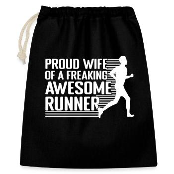 Cadeau de course génial pour marathonien - Sac cadeau 40 x 50 cm - noir - Devant
