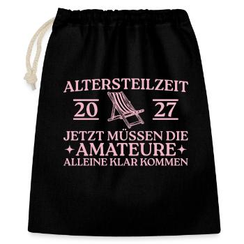 Altersteilzeit 2027 Liegestuhl Kollegin - Geschenkbeutel aus Baumwolle (40 x 50 cm) - Schwarz - Vorne