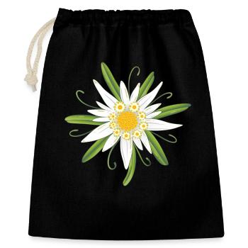 Edelweiss Edelweiß Blüte Oktober-fest - Geschenkbeutel aus Baumwolle (40 x 50 cm) - Schwarz - Vorne