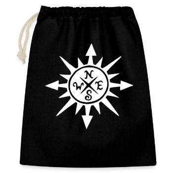 White sun and compass - Gift Bag 40 x 50 cm - black - Front