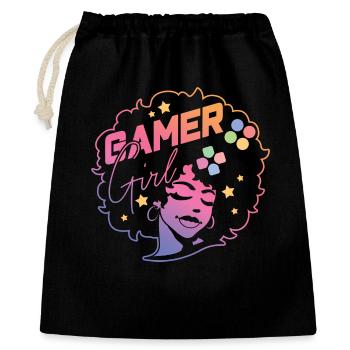 Gamer Girl Beautiful Gaming Afro Girl - Sac cadeau 40 x 50 cm - noir - Devant