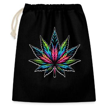 Design psychédélique au néon du cannabis - Sac cadeau 40 x 50 cm - noir - Devant