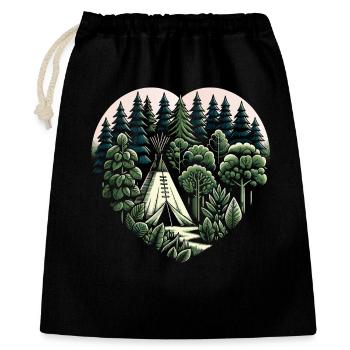 Living close to nature with a teepee tent in the forest - Gift Bag 40 x 50 cm - black - Front
