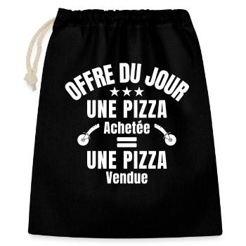pizza, pizzaïolo, fan de pizza - Sac cadeau 40 x 50 cm - noir - Devant