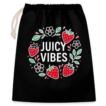 Juicy Vibes - Sommerdesign mit Erdbeeren - Geschenkbeutel aus Baumwolle (40 x 50 cm) - Schwarz - Vorne