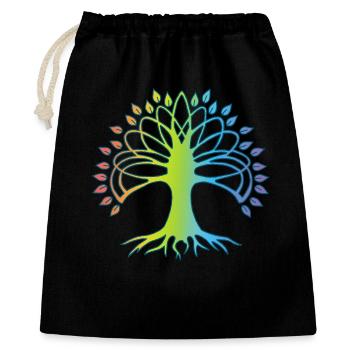 Mehrfarbiger Baum des Lebens - Geschenkbeutel aus Baumwolle (40 x 50 cm) - Schwarz - Vorne