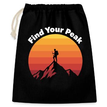 Find Your Peak Gipfelreise - Geschenkbeutel aus Baumwolle (40 x 50 cm) - Schwarz - Vorne