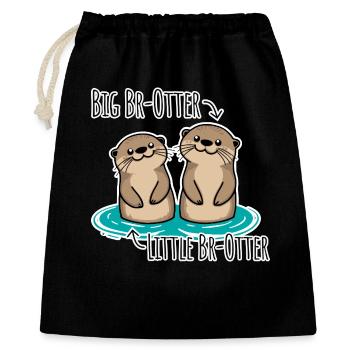 Mignons frères loutres pour grands et petits frères - Sac cadeau 40 x 50 cm - noir - Devant