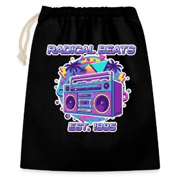 Radical Beats – 80er Jahre Retro Boombox Design - Geschenkbeutel aus Baumwolle (40 x 50 cm) - Schwarz - Vorne