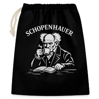 Arthur Schopenhauer trinkt Kaffee - Geschenkbeutel aus Baumwolle (40 x 50 cm) - Schwarz - Vorne