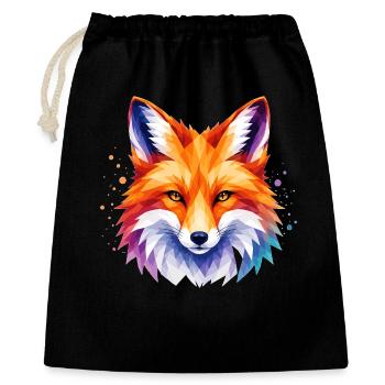 Fuchs Design – Polygon Fox Motiv für Tierliebhaber - Geschenkbeutel aus Baumwolle (40 x 50 cm) - Schwarz - Vorne