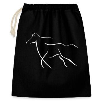 Elegantes Pferd  - Geschenkbeutel aus Baumwolle (40 x 50 cm) - Schwarz - Vorne