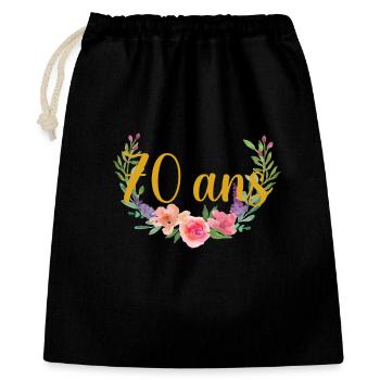 anniversaire fleurs âge 70ans - Sac cadeau 40 x 50 cm - noir - Devant