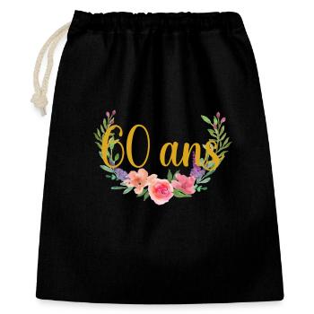 fleurs anniversaire 60ans - Sac cadeau 40 x 50 cm - noir - Devant
