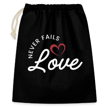❤️L’amour ne manque jamais - 1 Corinthiens 13:8 - Sac cadeau 40 x 50 cm - noir - Devant