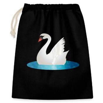 Shimmering swan with raised wings - Gift Bag 40 x 50 cm - black - Front