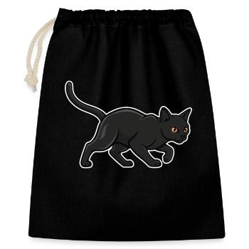 Black Cat Silhouette Panther Hunter Vintage - Geschenkbeutel aus Baumwolle (40 x 50 cm) - Schwarz - Vorne