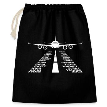 Flugzeug Flug Pilot Flugzeug Fluggesellschaft - Geschenkbeutel aus Baumwolle (40 x 50 cm) - Schwarz - Vorne