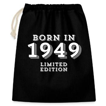 1949, Geburtsjahr, 75 Jahre alt - Geschenkbeutel aus Baumwolle (40 x 50 cm) - Schwarz - Vorne