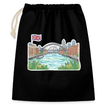 Newcastle Skyline Tyne Bridge Sage Gateshead Art - Gift Bag 40 x 50 cm - black - Front