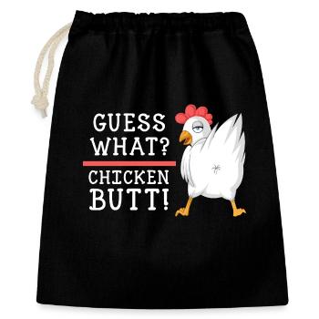 Rate mal: Chicken Butt Shirt - Geschenkbeutel aus Baumwolle (40 x 50 cm) - Schwarz - Vorne