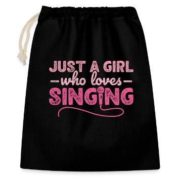Nur ein Mädchen, das gerne Karaoke-Sängerin singt - Geschenkbeutel aus Baumwolle (40 x 50 cm) - Schwarz - Vorne