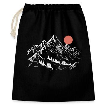 Schneebedeckte Gipfel unter roter Sonne - Geschenkbeutel aus Baumwolle (40 x 50 cm) - Schwarz - Vorne