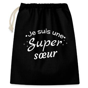 Super Schwester Affirmation Nachricht - Geschenkbeutel aus Baumwolle (40 x 50 cm) - Schwarz - Vorne